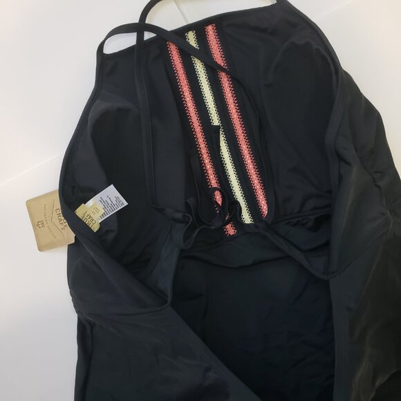 Black Women's Tankini Swimsuit 3X Plus Size Swim Shorts True Craft 2 Piece Suit - Picture 10 of 15